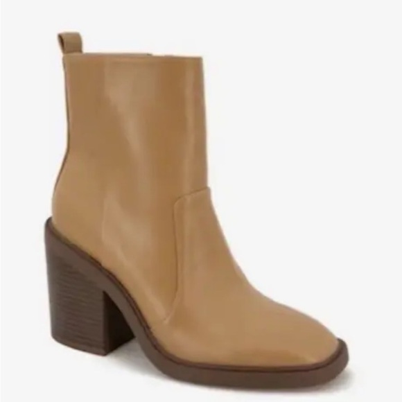 Kensie Shoes - Womens Kensie Size 10 Ankle Boots Booties Klinton Tan Side Zip Block Heel Boho